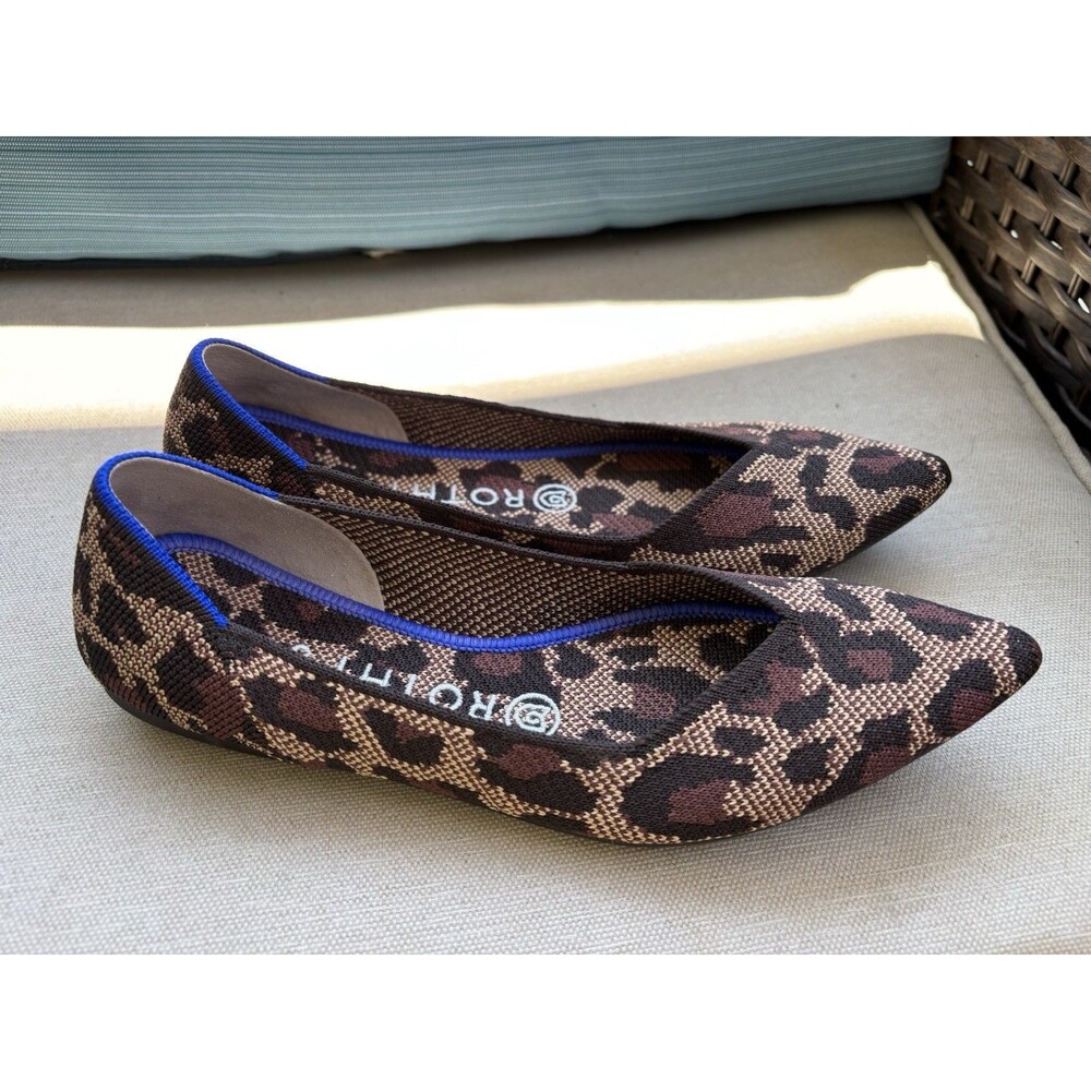 Rothy's The Point Wildcat Flats Womens 7 Animal Print Knit Slip On Excellent